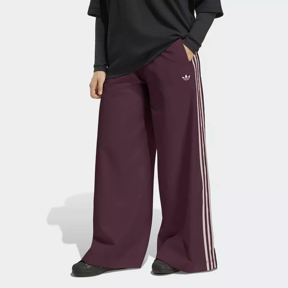 Adidas Women's Firebird Adilenium Track Pants sz SM Maroon Wide Leg Striped - Picture 7 of 7